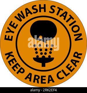 Floor Sign Eye Wash Station - Keep Area Clear Stock Vector