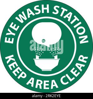 Floor Sign Eye Wash Station - Keep Area Clear Stock Vector