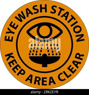 Floor Sign Eye Wash Station - Keep Area Clear Stock Vector