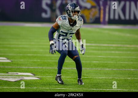 Tennessee Titans cornerback Tre Avery (23) warms up before an NFL preseason  football game against the Minnesota Vikings, Saturday, Aug. 19, 2023 in  Minneapolis. Tennessee won 24-16. (AP Photo/Stacy Bengs Stock Photo - Alamy