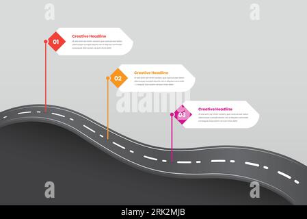 Road to success three step business timeline infographic template design Stock Vector