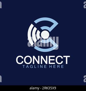 Letter c connection logo with signal design vector illustration Stock Vector