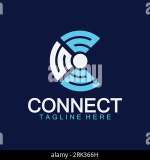Letter c connection logo with signal design vector illustration Stock Vector