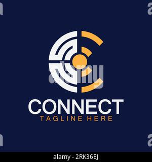 Letter c connection logo with signal design vector illustration Stock Vector