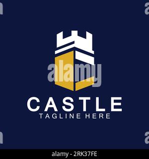 Letter c castle logo icon design template Stock Vector