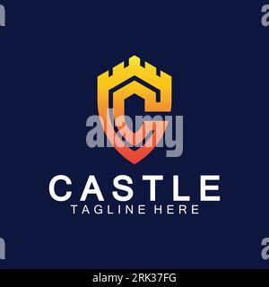 Letter c castle logo icon design template Stock Vector