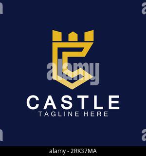 Letter c castle logo icon design template Stock Vector