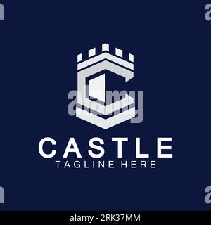 Letter c castle logo icon design template Stock Vector