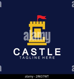 Letter c castle logo icon design template Stock Vector