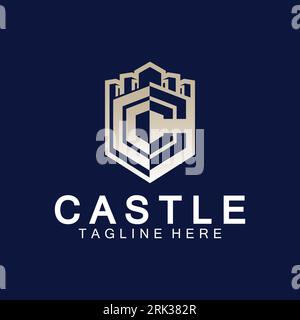 Letter c castle logo icon design template Stock Vector