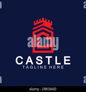 Letter c castle logo icon design template Stock Vector