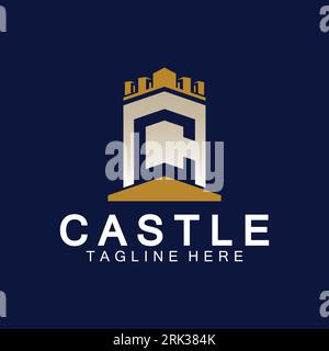 Letter c castle logo icon design template Stock Vector