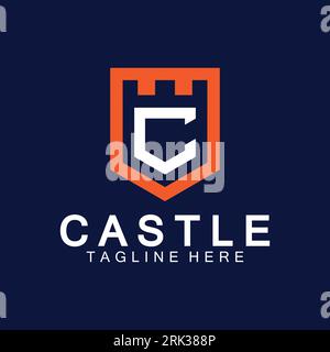Letter c castle logo icon design template Stock Vector