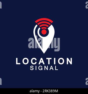 Pointer map with wifi internet signal location connection icons logo design Stock Vector