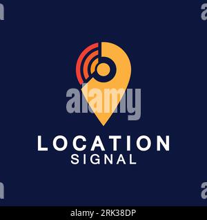 Pointer map with wifi internet signal location connection icons logo design Stock Vector
