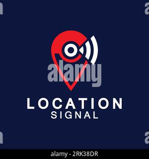 Pointer map with wifi internet signal location connection icons logo design Stock Vector