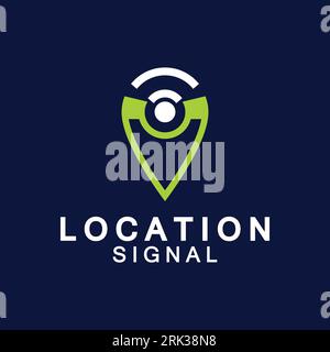 Pointer map with wifi internet signal location connection icons logo design Stock Vector