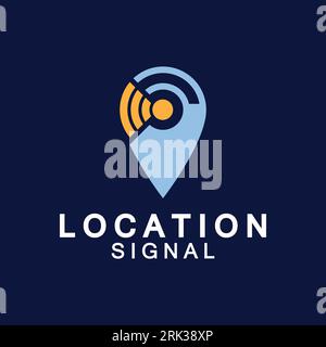 Pointer map with wifi internet signal location connection icons logo design Stock Vector