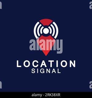 Pointer map with wifi internet signal location connection icons logo design Stock Vector
