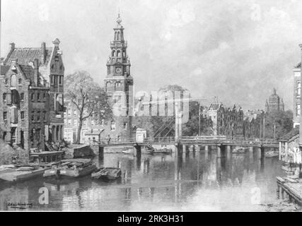 Gezicht op de Montelbaanstoren te Amsterdam by Johannes Christiaan Karel Klinkenberg Stock Photo