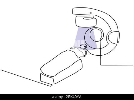 One continuous single line of man do radiology isolated on white background. Stock Vector