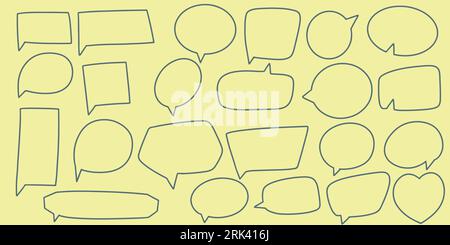Twenty three Hand drawing doodle speech bubble set. Hand Drawn Comics Style Speech Bubbles. Stock Vector