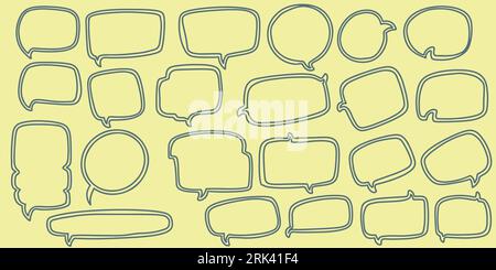 Twenty three Hand drawing doodle speech bubble set. Hand Drawn Comics Style Speech Bubbles. Stock Vector