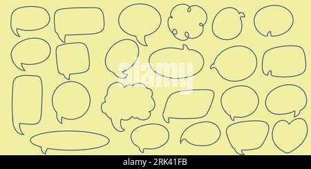 Twenty three Hand drawing doodle speech bubble set. Hand Drawn Comics Style Speech Bubbles. Stock Vector