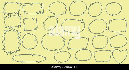 Twenty three Hand drawing doodle speech bubble set. Hand Drawn Comics Style Speech Bubbles. Stock Vector