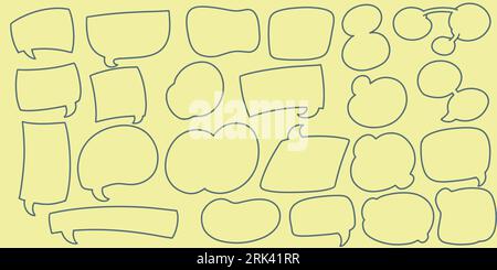 Twenty two Hand drawing doodle speech bubble set. Hand Drawn Comics Style Speech Bubbles. Stock Vector