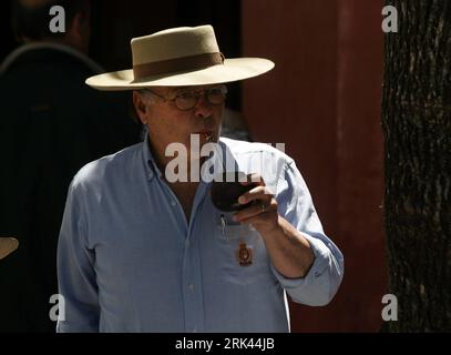 Bildnummer: 53586493  Datum: 08.11.2009  Copyright: imago/Xinhua (091109) -- San Antonio de Areco, Nov. 9, 2009 (Xinhua) -- A Gaucho man drinks Mate tea during the 70th Traditional Festival in San Antonio de Areco, 110 km from Buenos Aires, Nov. 8, 2009. (Xinhua/Martin Zabala) (yc) (5)ARGENTINA-GAUCHOS-FESTIVAL PUBLICATIONxNOTxINxCHN Gaucho Gauchos Argentinien Tradition Land Leute Gesellschaft Personen kbdig xng 2009 quer     Bildnummer 53586493 Date 08 11 2009 Copyright Imago XINHUA  San Antonio de Areco Nov 9 2009 XINHUA a Gaucho Man Drinks Mate Tea during The 70th Traditional Festival in Sa Stock Photo