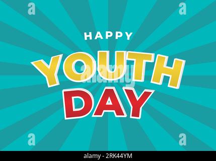 Happy International Youth day on 12 August. With blue, yellow, red color Hand Drawn Campaign background. Stock Vector