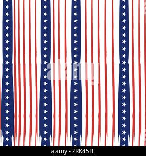Seamless pattern of american independence day background with united states flag ornament isolated on white background. Stock Vector