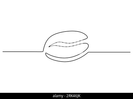 One continuous single line of hand drawn with coffee beans isolated on white background. Stock Vector