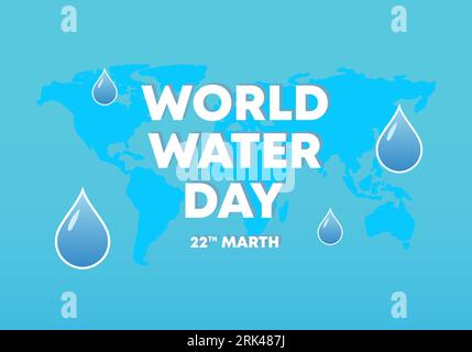 World water day poster banner background with water drop on blue color. Stock Vector