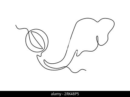 One continuous single line of elephant play ball for world elephant day isolated on white background. Stock Vector