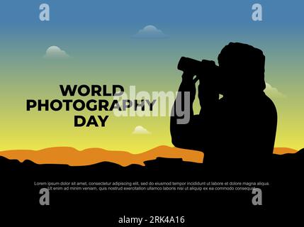 World photography day banner poster on august 19 with modern camera and ...