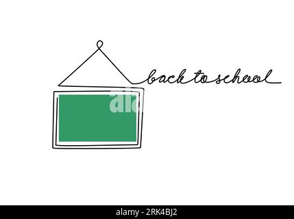 One continuous single line hand drawn of board for back to school theme isolated on white background. Stock Vector