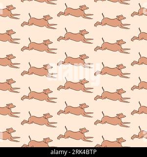 Hand drawn seamless pattern of cute dogs isolated on pink background. Stock Vector