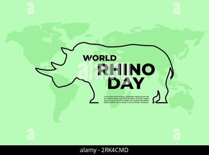 World rhino day background banner poster with rhino symbol on earth globe map on september 22. Stock Vector