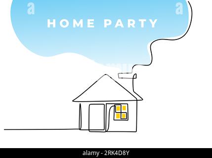 One continuous single line of home party isolated on white background. Stock Vector