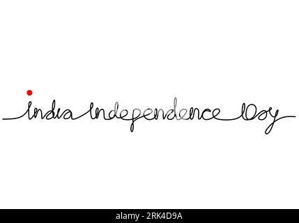 One continuous single line hand drawn of india independence day word letter isolated on white background. Stock Vector