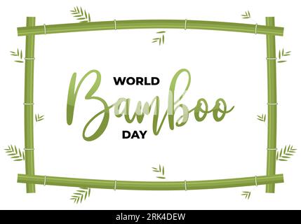 World bamboo day background banner poster with green bamboo on september 18 th. Stock Vector