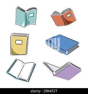 six books object element isolated on white background. Stock Vector