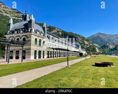 The majestic Canfranc International railway station in the Spanish Pyrenees Stock Photo