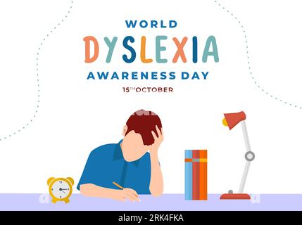 World dyslexia awareness day background celebrated on october 15. Stock Vector