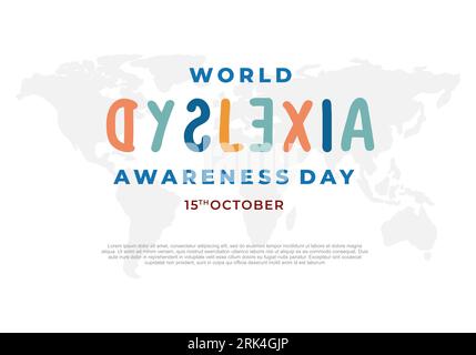 World dyslexia awareness day background celebrated on october 15. Stock Vector