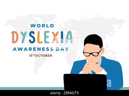 World dyslexia awareness day background celebrated on october 15. Stock Vector