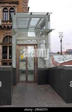 Accessible Lift Glass Cabin at Bridge in Budapest Hungary Stock Photo