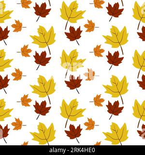 Autumn leaf seamless pattern isolated on white background. Stock Vector